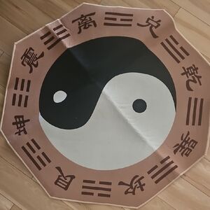 Yin Yang Round Rug in Black, White & Beige